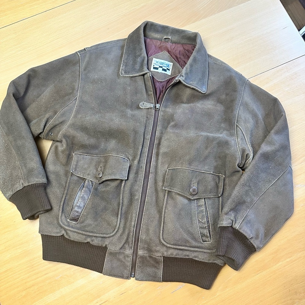 Vintage 1989 textured leather bomber jacket